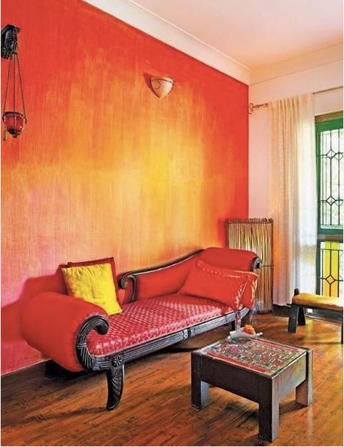 Red Yellow Ombre Room