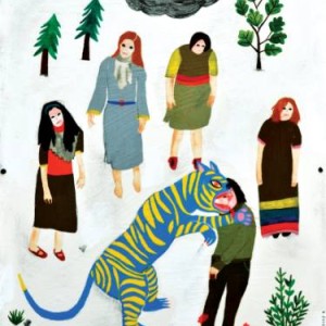 tiger and women acrylic street pop art by female artist