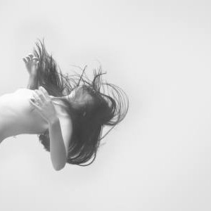Black and white woman falling abstract photography