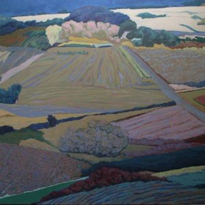 purple blue and green impressionist landscape in oil for sale on saatchi art