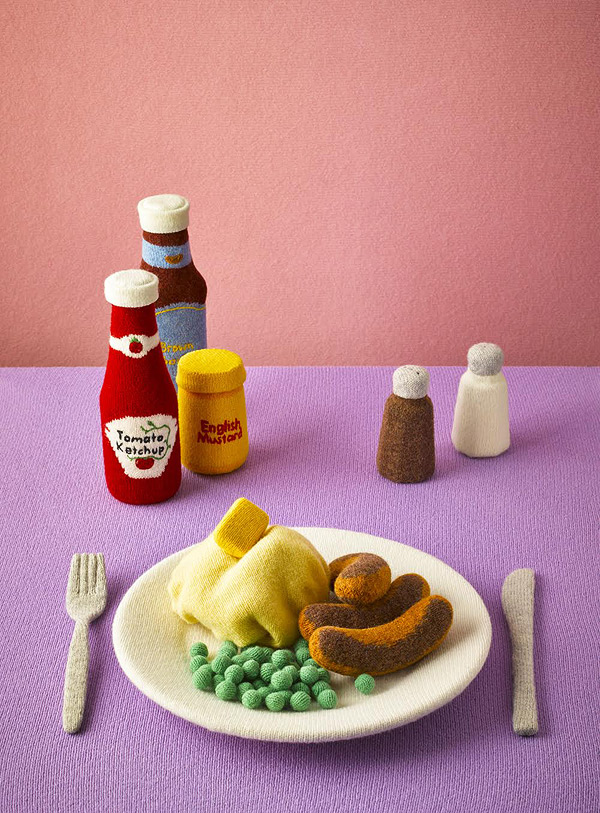 Meals are crafted entirely from lambswool by Jessica Dance and David Sykes via Boooooooom