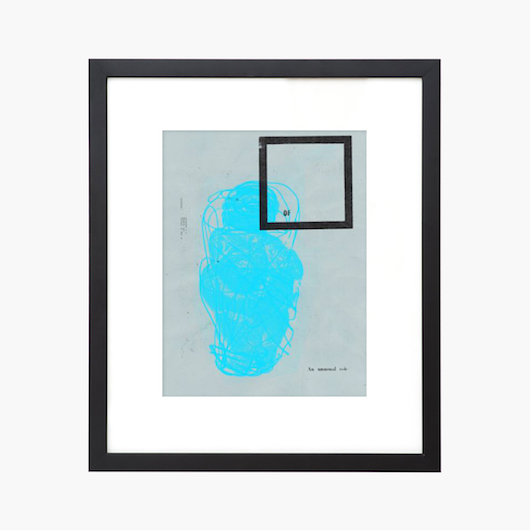 bright blue graphic geometric print with black frame for modern contemporary midcentury design