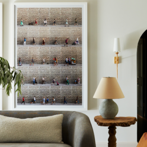 Art for the living room. Xan Padron's photography featured in designer living room.