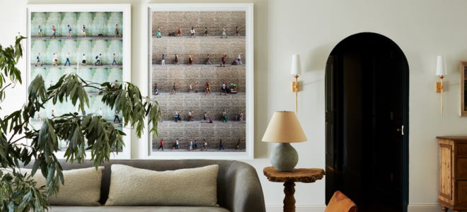 Art for the living room. Xan Padron's photography featured in designer living room.